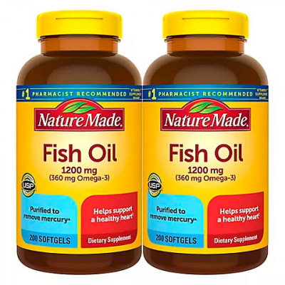 Nature Made 1,200mg Fish Oil Liquid Softgels, 2 pk./200 ct